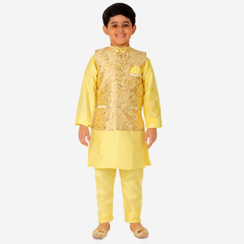 Pro-Ethic Style Developer Ethnic Wear Silk Maroon Kurta Pajama Set for Kids and Boys