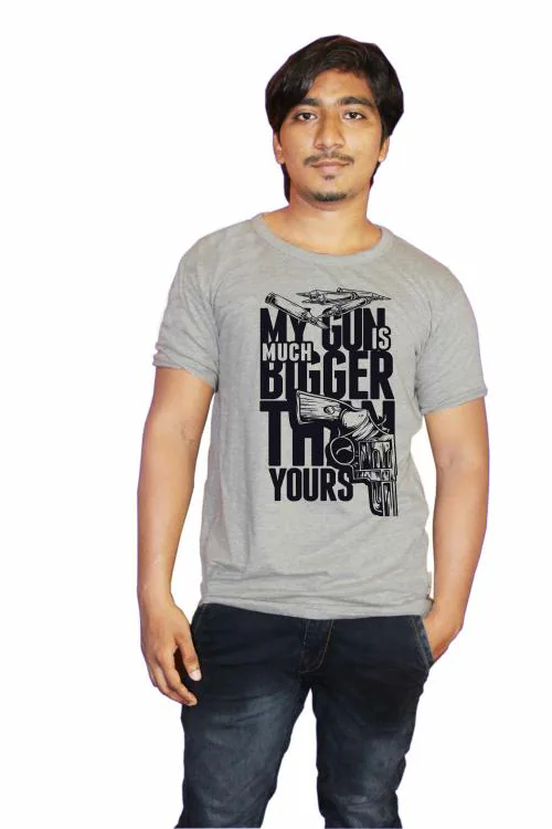 Sea Sand Cotton Round Neck Half Sleeves, 180 GSM T-Shirt (Light Grey)