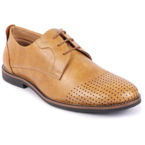 FAUSTO Men Camel Cap Toe Formal/Office Lace Up Dress Shoes