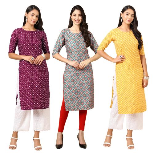 1 Stop Fashion Women's Crepe Digital Print Straight Kurta {RM-372-355-350-S}