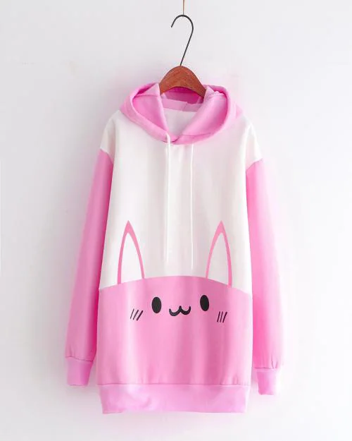 J&H JANNIE HUSTLER Women Full Sleeve Color Block Hooded Sweatshirt Pink XL