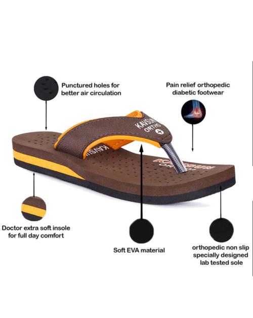 KAVSUN Extra Soft Ortho Slippers Women Girls Orthopedic For Home Daily Use Flip Flops Brown