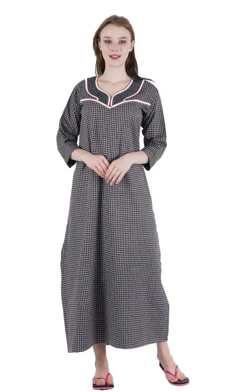 WILDSELF Winter Cots Wool Kingery Work Nighty/ Nightgown (Color: Black, Size: M)