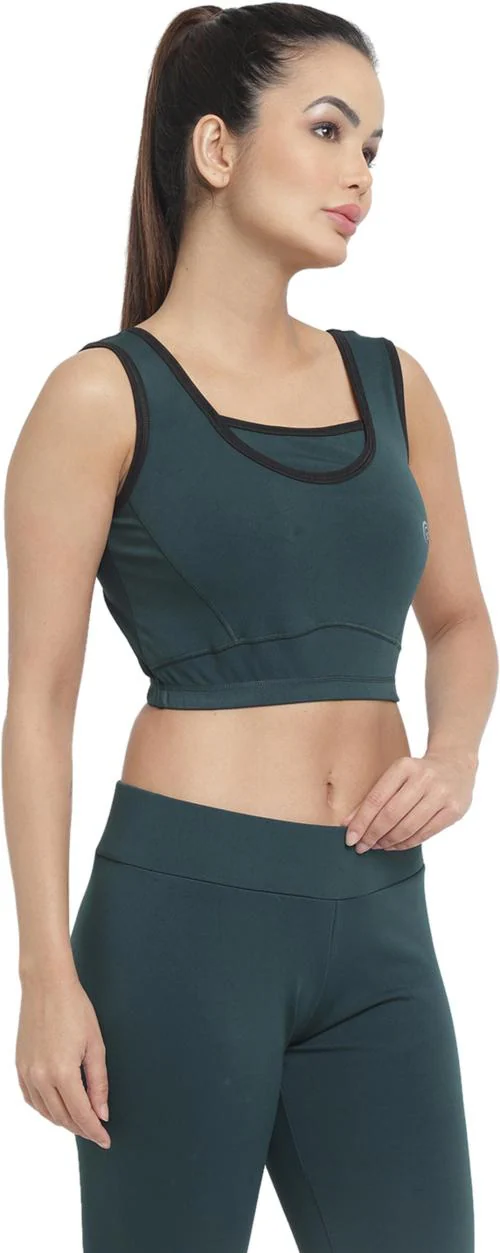 Better Think Women Green Polyester Sports Non Padded Bra (Xl)