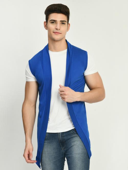 Rayware Indra Fashion Men Royal Blue Solid Cotton Blend Shrug