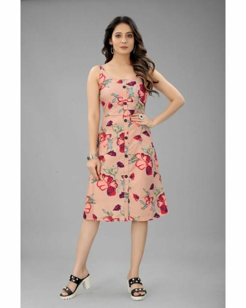 Chahat Fab Women Multicolor Printed Crepe Dress