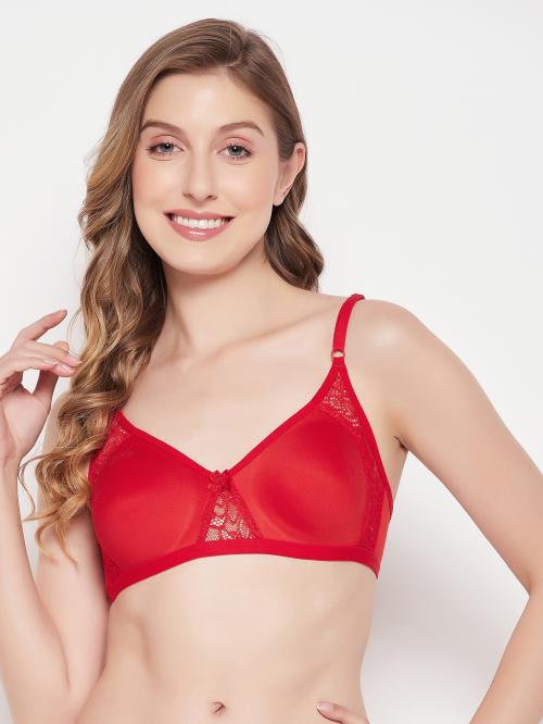 Clovia Red Solid Cotton Full Coverage Bra