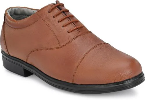 TENDER TSF Officer Class Police Oxford Shoes Pure Leather Light Weight Tan Lace Up For Men (Tan)