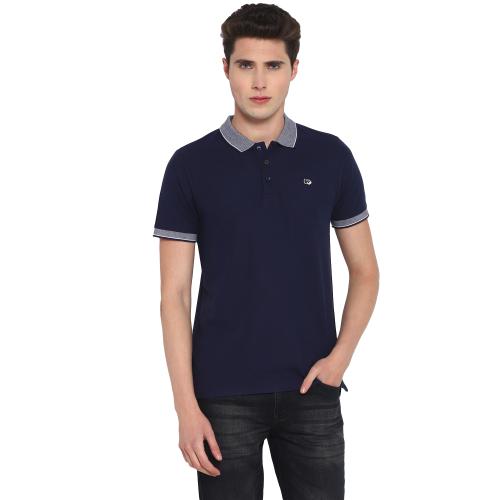 RED CHIEF Half Sleeve Regular Fit Poly Cotton Navy Blue Solid Casual T-Shirt for Men
