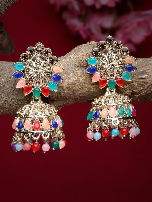 Studio Sukkhi Latest Bollywood Inspired Traditional Multicolor AD Stones Studded Jhumka/Jhumki Earrings For Women And Girls (E105770)