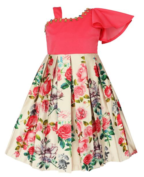 My Lil Princess Girls Pink Embellished Satin A-line Dress