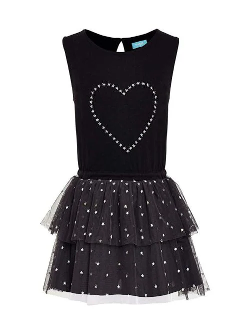 Miyo Baby-Girls Black And White Cotton Dress - 6 -7y
