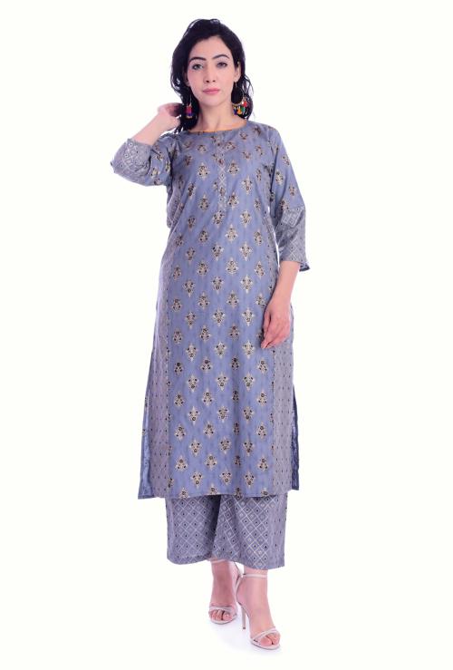 Buy Fabriko Women's Rayon Block Print Kurti With Palazzo(XXL) Online at ...