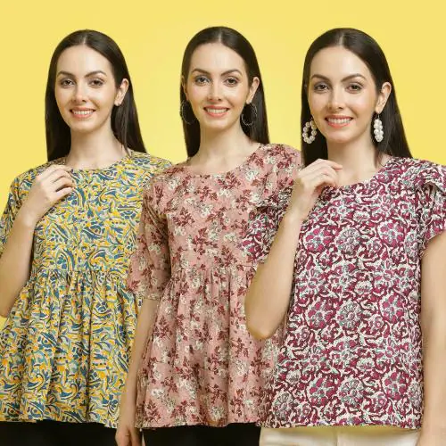 Poshyaa Tops for women western wear party wear tops for women crepe stylish combo pack 3 s to xl size