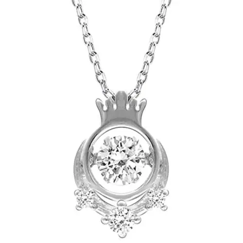 Giva Sterling Silver Dancing Diamond Crown Pendant With Link Chain For Women