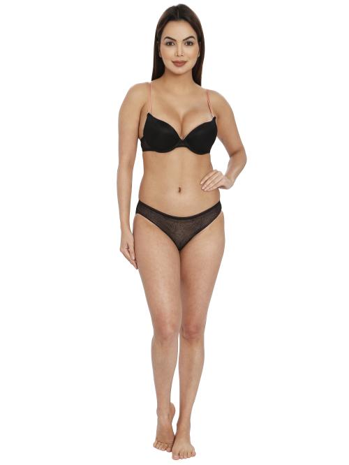 ILRASO ZELDA BLACK LACE PUSHUP BRA AND BIKINI BRIEF SET