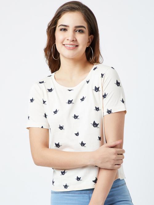 Popster Printed Cotton Round Neck Regular Fit Half Sleeve Womens T-shirt Womens T-Shirt l women tshirt l tshirt for women