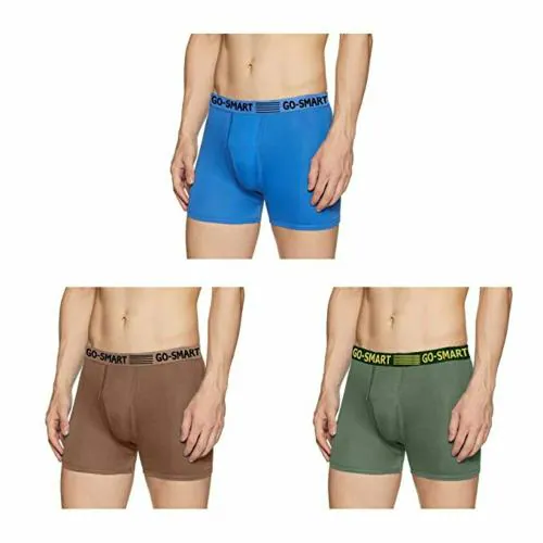 GO SMART Underwear for Men (Pack of 3) | Fit Solid Innerwear Brief 100% Combed Cotton (Multi Color)-3-85 CM