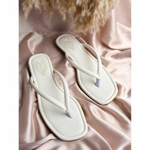 Shoetopia Open Toe Solid White Flats For Women & Girls