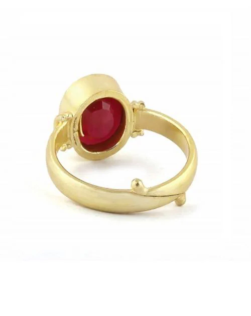Ruby Manik Stone Panchdhatu Ring For Women Brass Ruby Ring