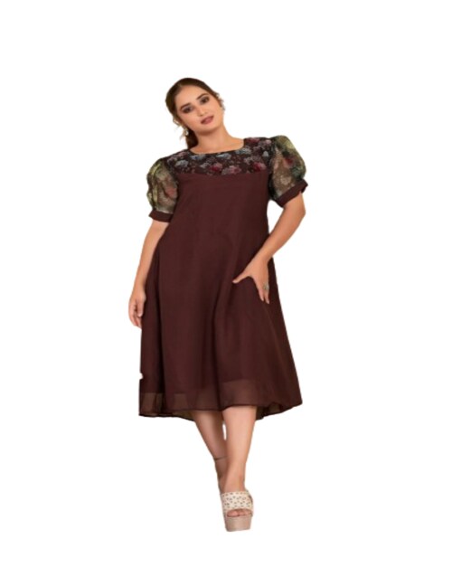 Wealthy Women Georgette gown with touchup organza Print