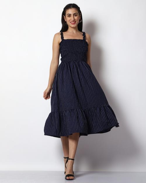Prettify Women Fit and Flare Dark Blue Dress