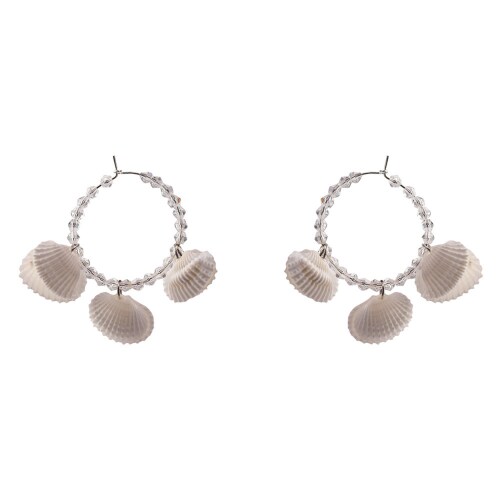 Mahi Shell Hoops Earrings Pairs For Women and Girls (White) | Round Shaped