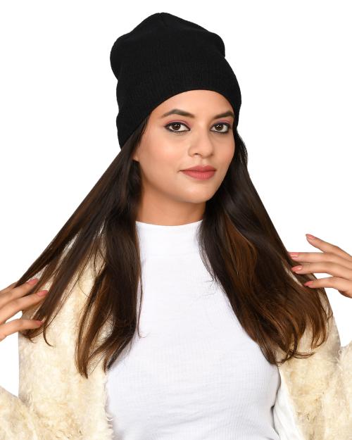 SoSh Designer Beautiful Velvet Woolen Winter Cap Hat for Women Warm snow beanie Winter hat