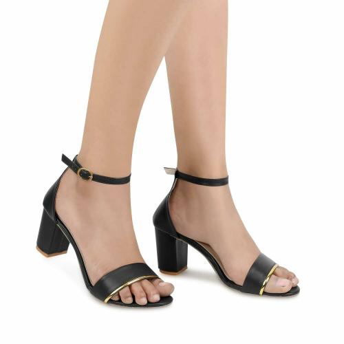 FASHION RIDE Women Stylish Fancy Heel Sandal | Women Heel Slipper | Sandal for Women | Casual Heel Sandal for Party | Women Footwear (Black)