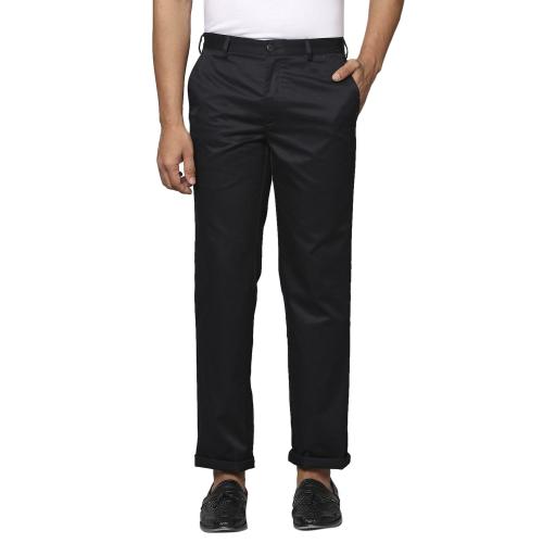 Buy Park Avenue Men Black Solid Cotton FlatFront Pants Online at Best