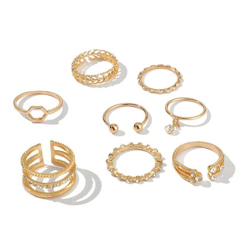 Fashion Frill Stunning Golden Ring AD Multi Designs Rings Set Combo Ring For Women Girls
