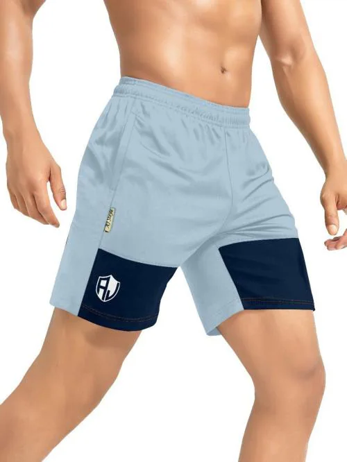 AJ Brothers Men Light Blue Color Block Nylon Boxer Shorts - 36