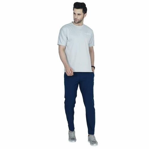CANJUICE Men's NS Lycra Fabric Active Wear Trackpants with Zipper Pockets-Blue (M)