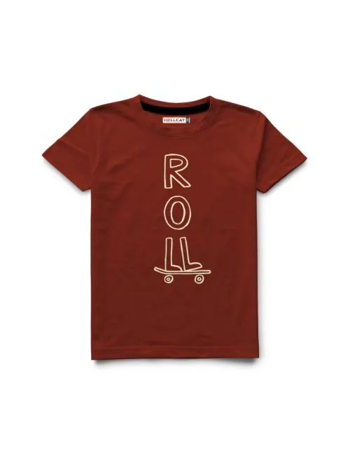 HELLCAT Maroon Trendy Printed Round Neck Half Sleeve Tshirt For Boys | kids wear | t shirt for kids | t shirt for boys | t shirt | tshirt | tshirt boys | boys tshirt | boys t tshirts | boys dress | tshirts | t shirts