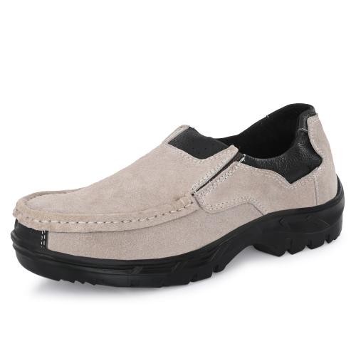 ALLSAFE Genuine Leather Steel Toe Formal Safety Shoes For Men (Grey)