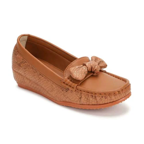 Marc Loire Women Tan Embellished Wedge Heels (Loafers)