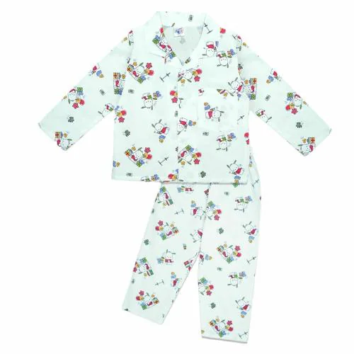 Cute Pals Kid's Cotton Full Sleeve Printed Night Suit/Dress for Baby Boy and Baby Girl Pajama | Rabbit Birth Day | White | 6-7Y