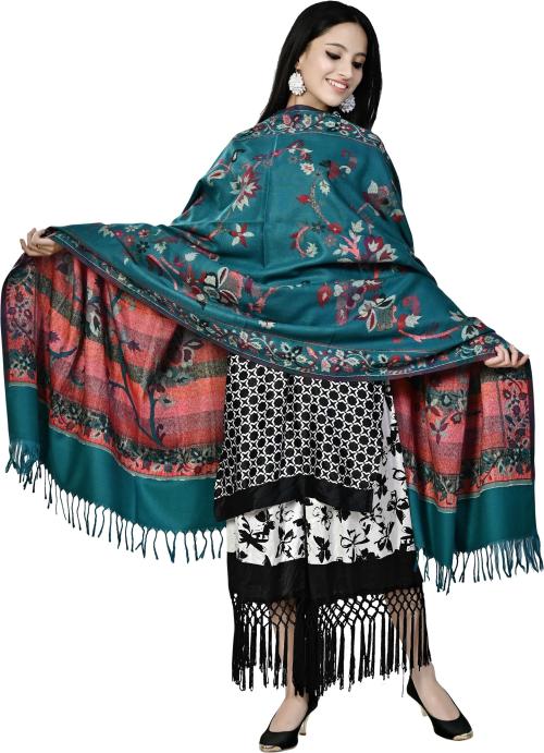 FusFus Women Green Paisley Wool Shawl - Free Size