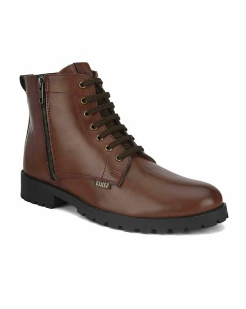 ESMEE Men's Casual Zip Boots (Brown)