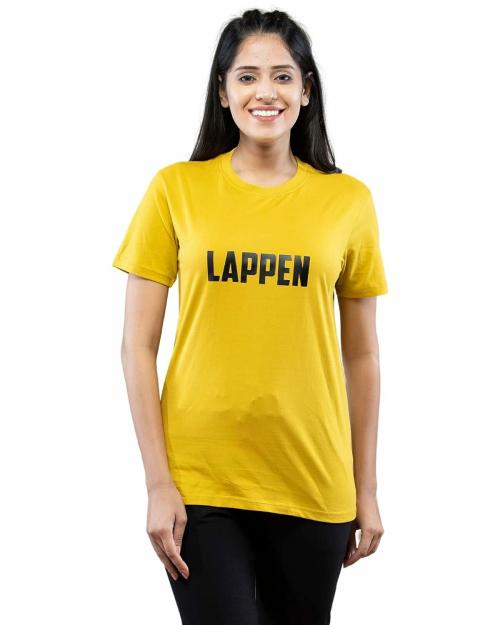 Lappen Fashion Women's Printed T-Shirt I Cotton Round Neck Half Sleeve Tshirts I Special for Nightwear Tops I Trendy & Stylish Look I T-Shirts for Women/Girls - (Lappen - Mustard) M