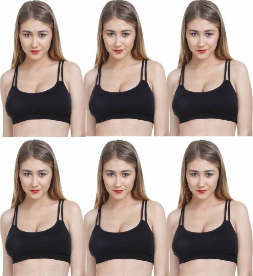 In-Curve - Women Cotton Non Padded Non-Wired Bra ( Pack of 6 ) ( Color : Black,Black,Black,Black,Black,Black ) @PID-A_DD-Bra_6