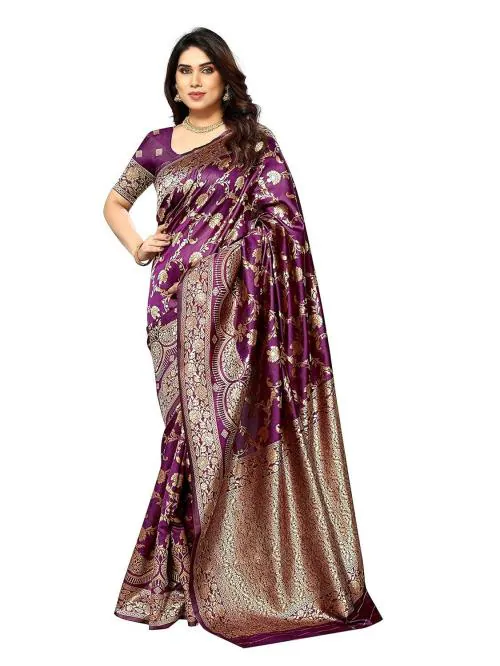 Sidhidata Women's Kanjivaram Banarasi Jacquard Silk Saree With Blouse Piece (Free Size) Jamli