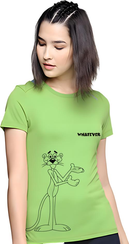 BE BEAS Graphic Print Women Round Neck Light Green T-Shirt ()