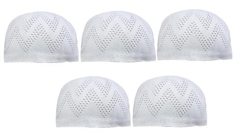 ATABZ White 5pcs combo Namaz Topi Muslims caps for men
