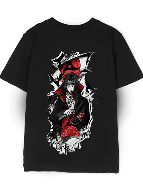 Prabhashini Itachi Sharingan Premium Oversized Tshirt for Men (Black)