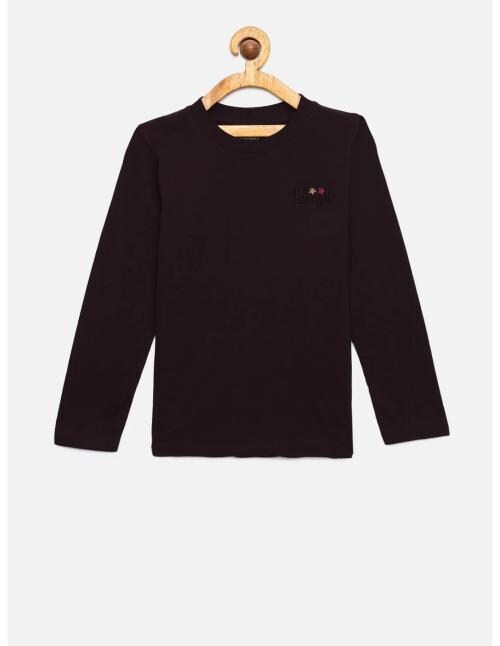 DONGLI Full Sleeve Brown top Boys Casual Pack of 1 Tshirts