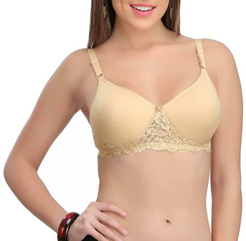 Eve's Beauty Women Beige 36B Embroidered Cotton Padded Bra (36B)