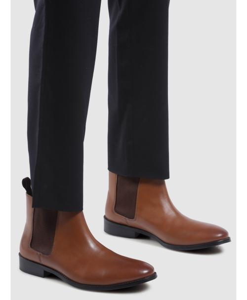 Hats Off Accessories Tan Genuine Leather Chelsea Boot For Men