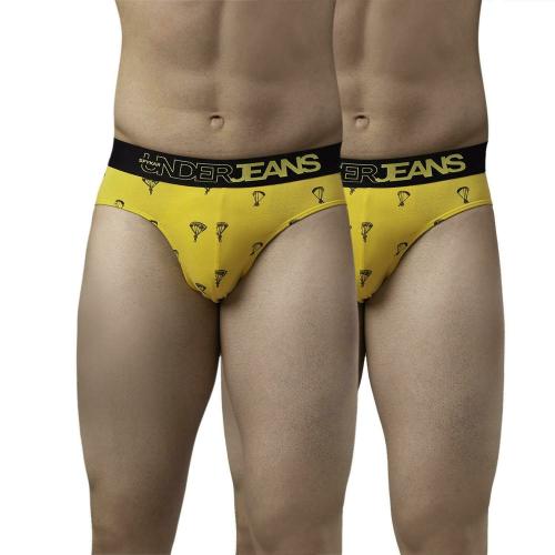 Underjeans by Spykar Yellow Cotton Brief For Mens - Pack of 2