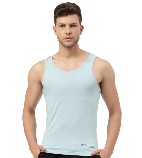 FREECULTR Men's Chalk Blue Solid Bamboo Vest